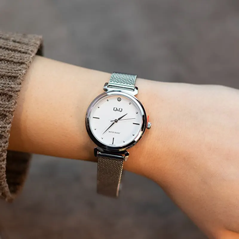 Q&Q Japan Quartz White Dial Silver-tone Ladies Watch- Q27B-001PY